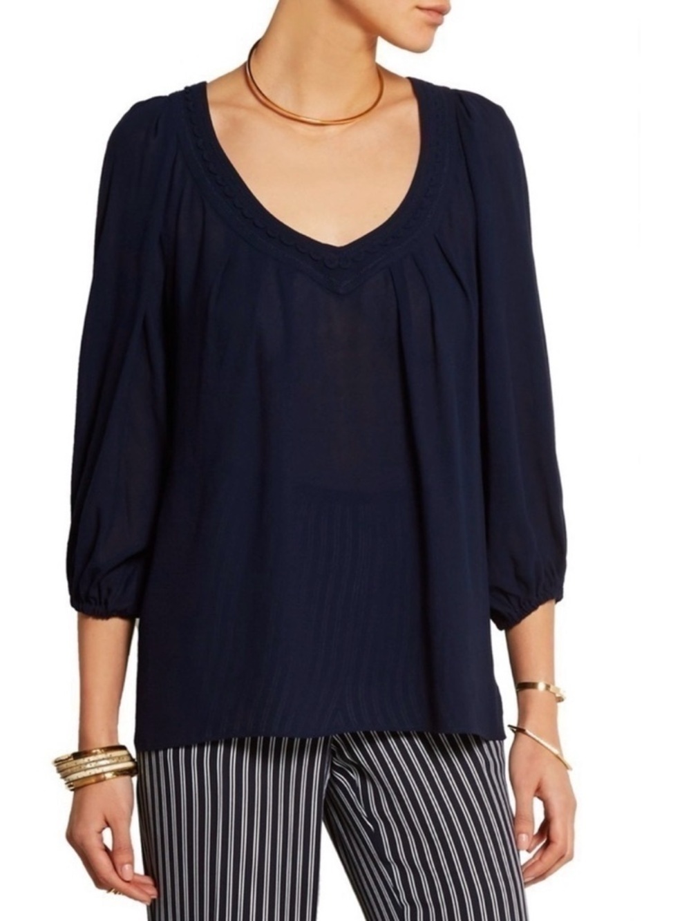 Diane Von Furstenberg Davi Blue Blouse